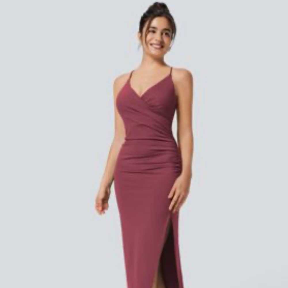 HALARA Wine Maxi Dress with Spaghetti Straps